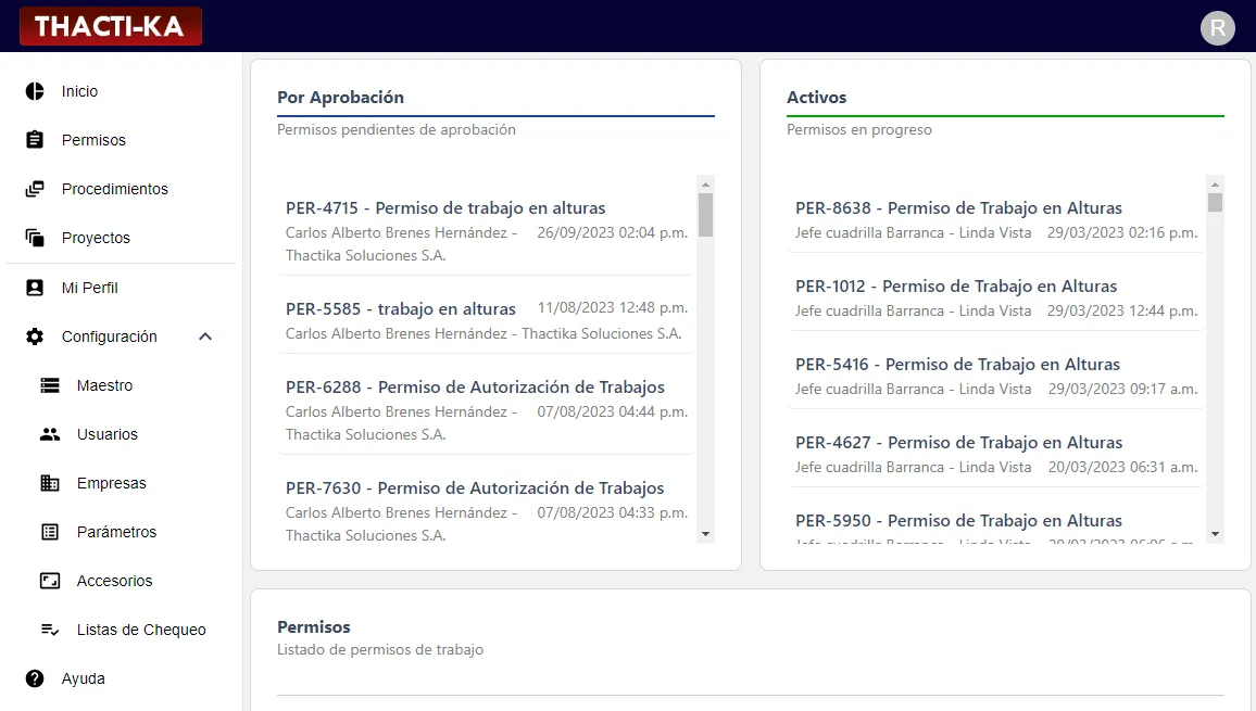 Lista de permisos de trabajo